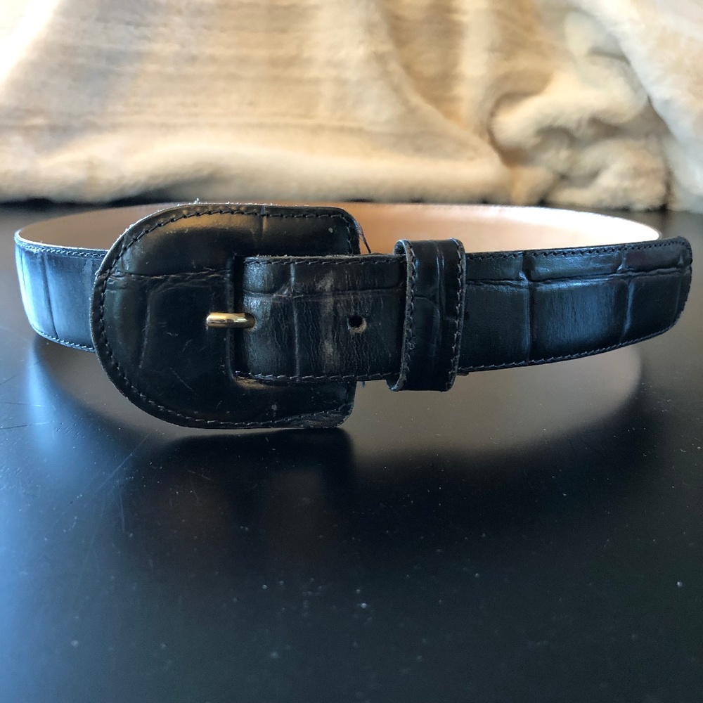 Charter Club Croc Embossed Leather Belt